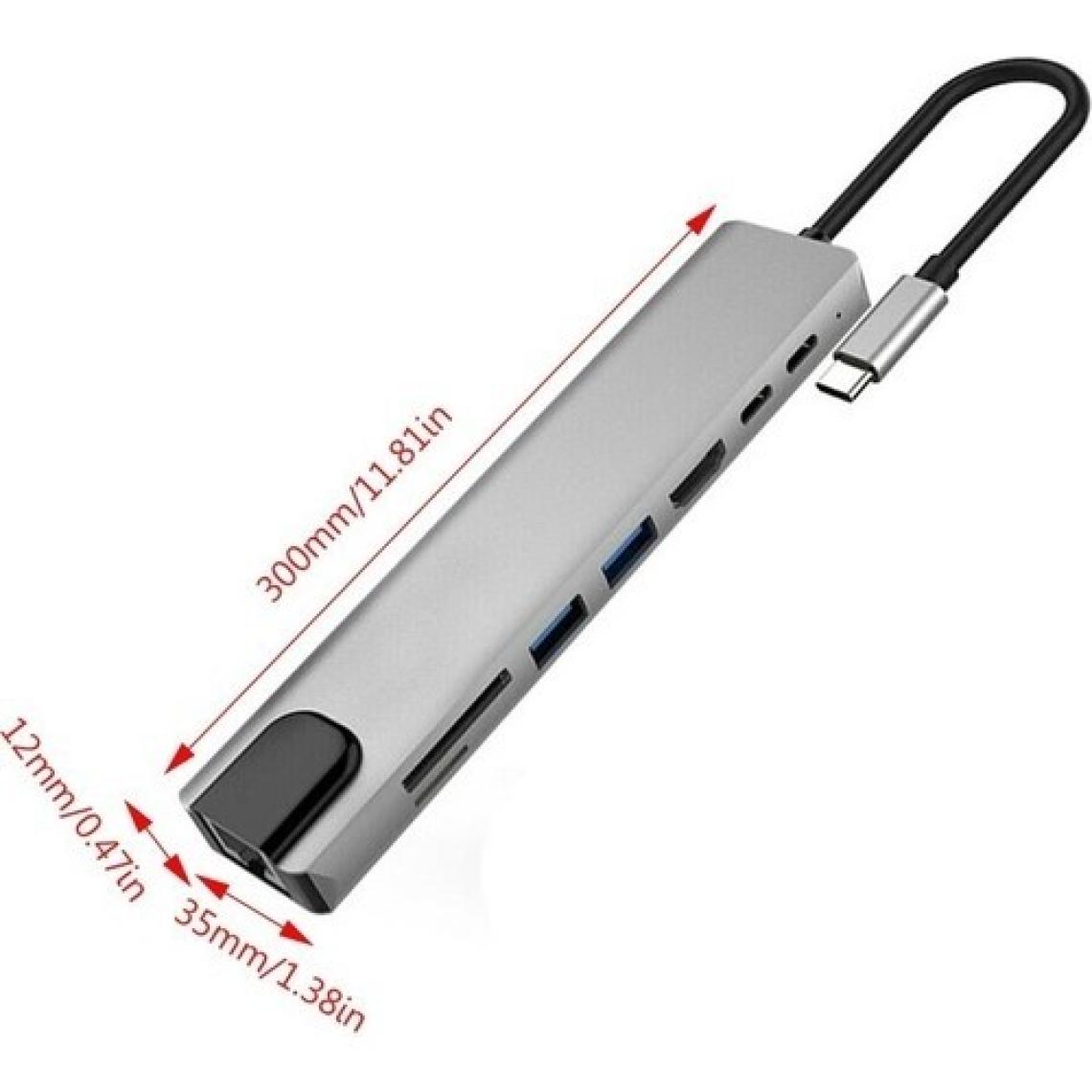 Brs Type-C 8in1- USB 3.0 Hub HDMI Ethernet Mikro Sdtf Otg Adaptörü