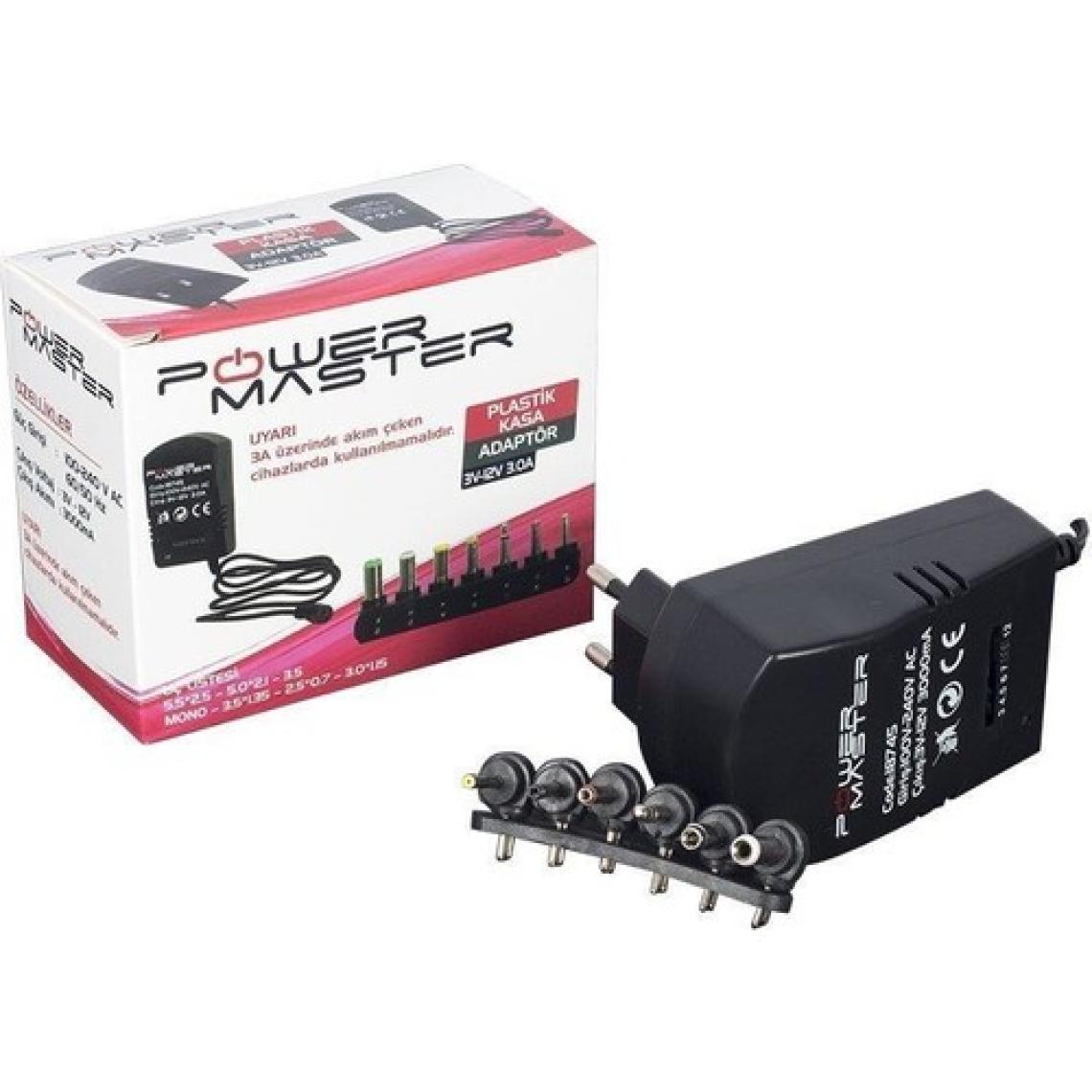 Powermaster 3V-12V 3A Çok Uçlu Kademeli Adaptör