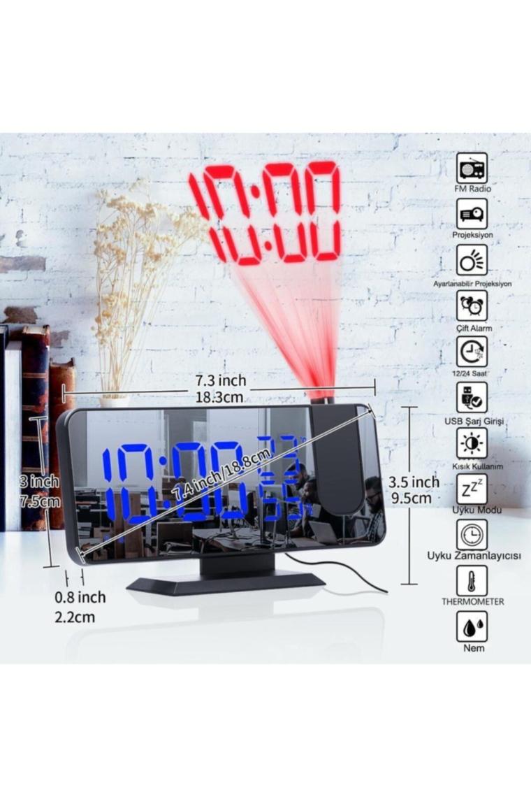 Çok Fonksiyonlu Masaüstü Saat (fm Radio Alarm Projeksiyon Sıcaklık Alarm)