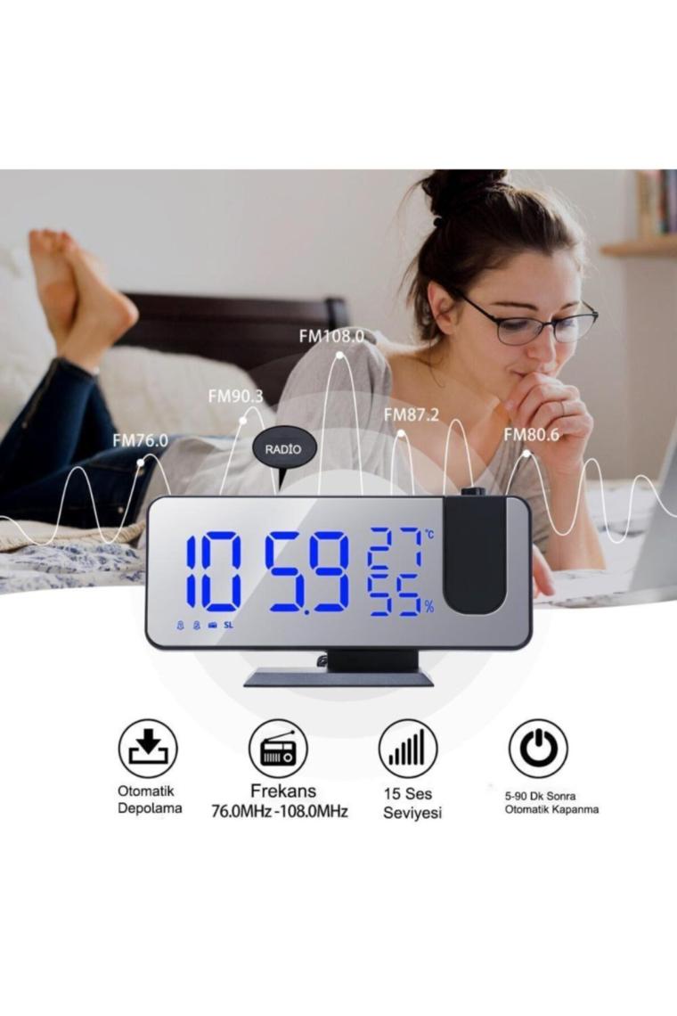 Çok Fonksiyonlu Masaüstü Saat (fm Radio Alarm Projeksiyon Sıcaklık Alarm)