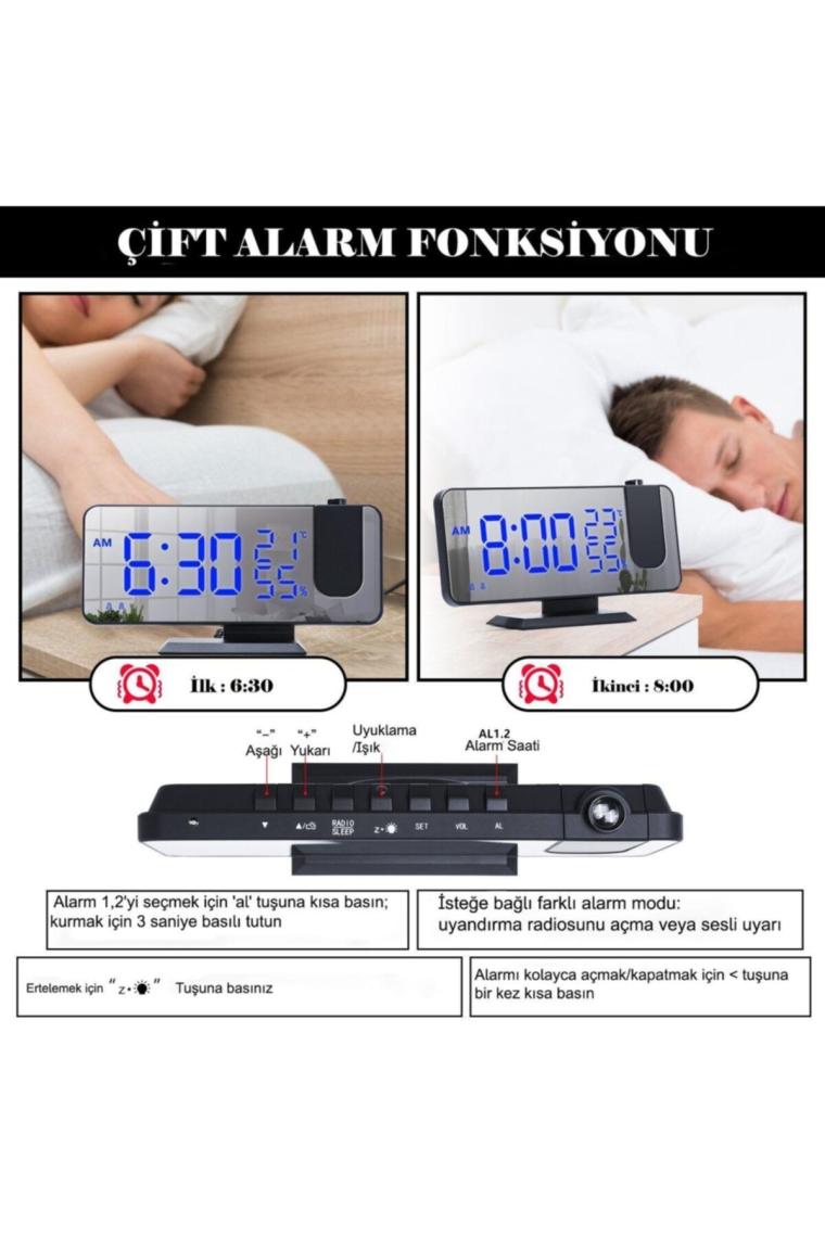 Çok Fonksiyonlu Masaüstü Saat (fm Radio Alarm Projeksiyon Sıcaklık Alarm)
