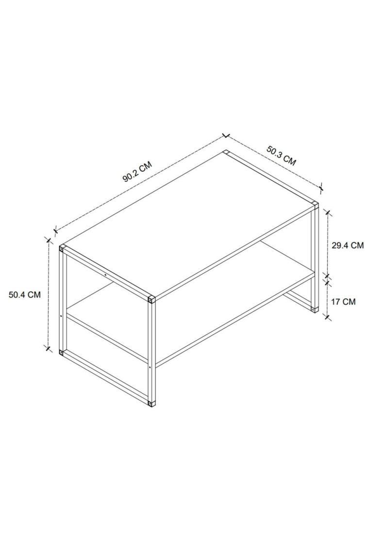 50x90 Metal Orta Sehpa Dikdörtgen Orta Sehpa Raflı Kahve Sehpası Çam