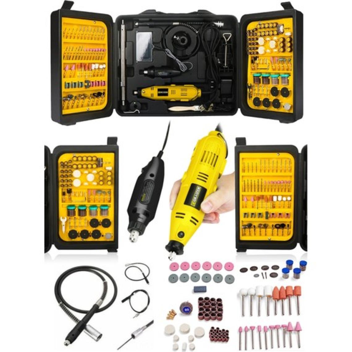 Graizer 400 Watt 350 Parça 60.000 Rpm 6 Kademe Devir Ayarlı Hobi Gravür Seti Mini Taşlama Makinesi Sarı