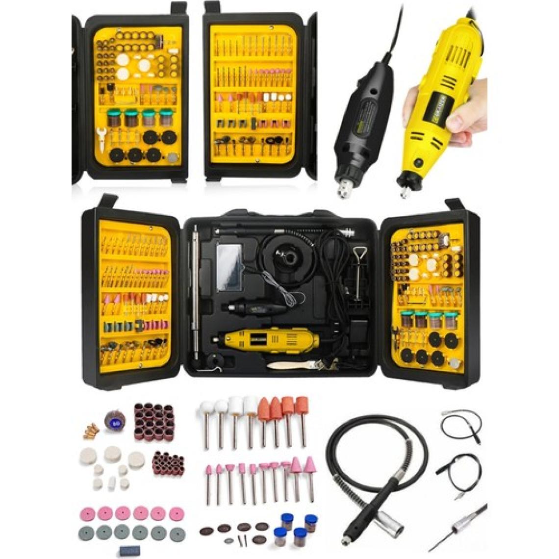 Graizer 400 Watt 350 Parça 60.000 Rpm 6 Kademe Devir Ayarlı Hobi Gravür Seti Mini Taşlama Makinesi Sarı
