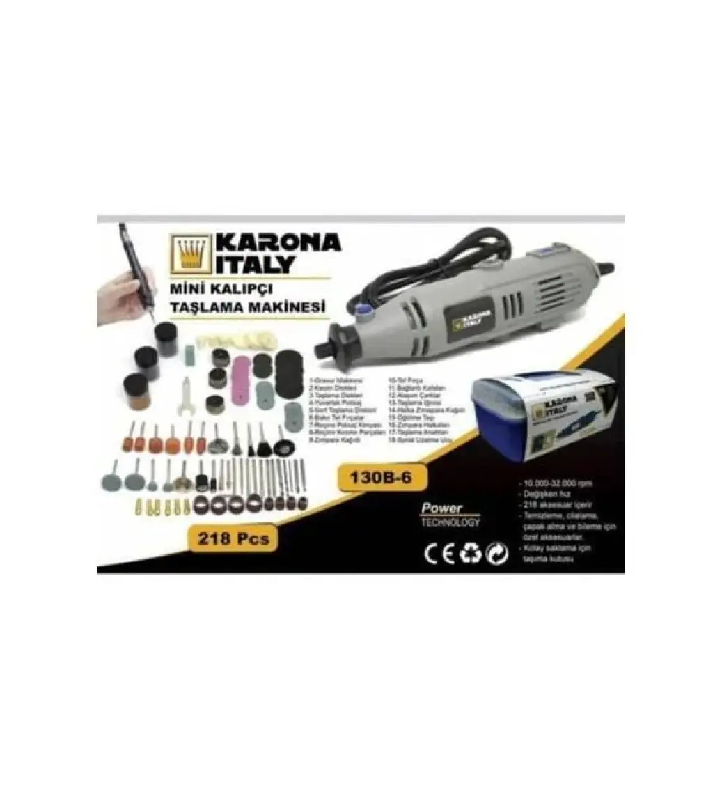 Karona Italy Tekno Karona Italy 130B-6 218 Parça Gravür Seti 6 Kademeli Hortumlu