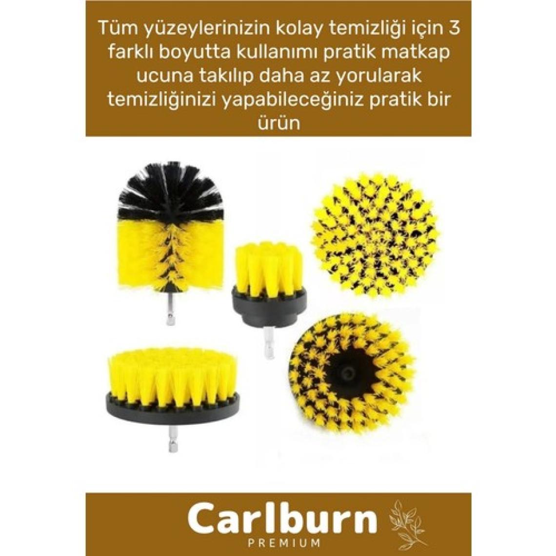 Carlburn Özel Banyo Küvet Duşakabin Araba Tekerleği Koltuk Yıkama 3'lü Matkap Ucu Temizleme Fırçası Seti