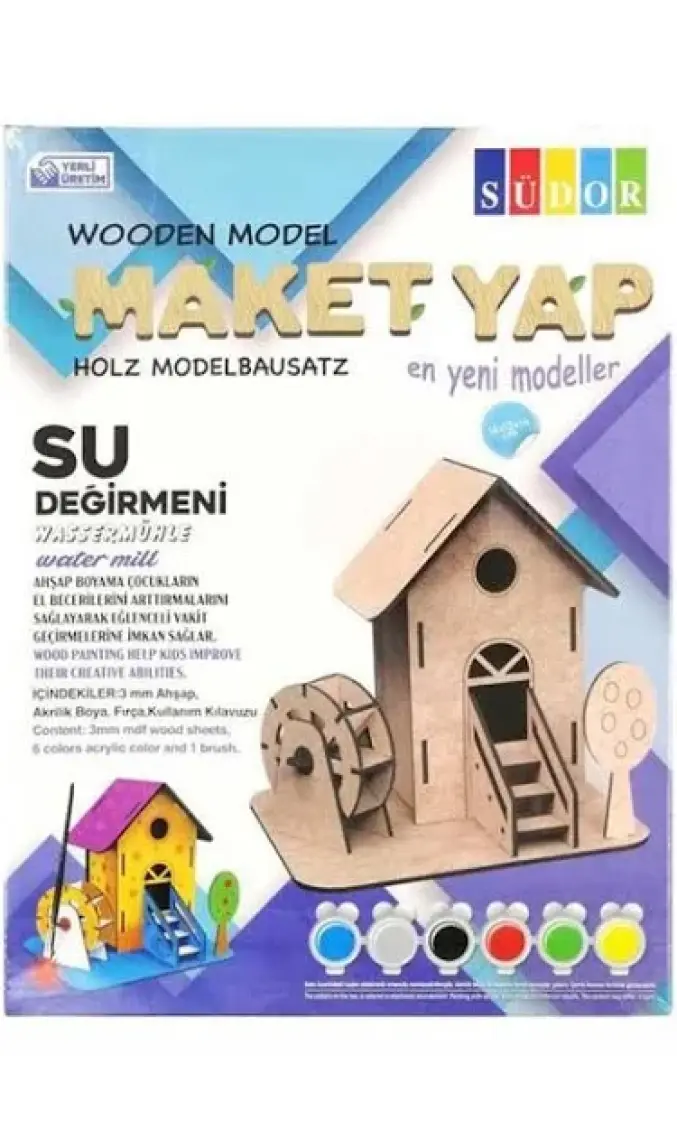 Südor Ahşap Maket Su Değirmeni Boyama Seti 16X15X14 cm N:MD207