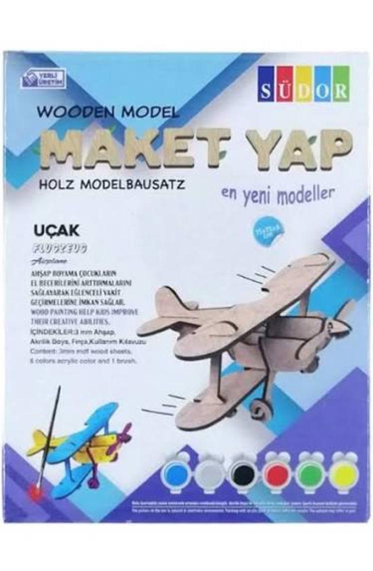 Südor Ahşap Maket Uçak Boyama Seti 15X15X6 cm N:MD201