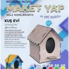 Südor Ahşap Maket Kuş Evi Boyama Seti 12X12X11 cm N:MD202