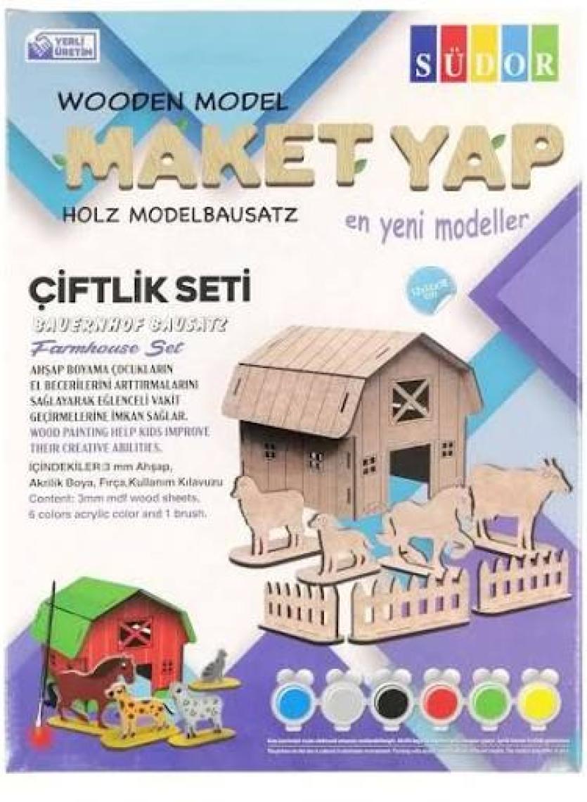 Südor Ahşap Maket Çiftlik Boyama Seti 12X14X18 cm N:MD206