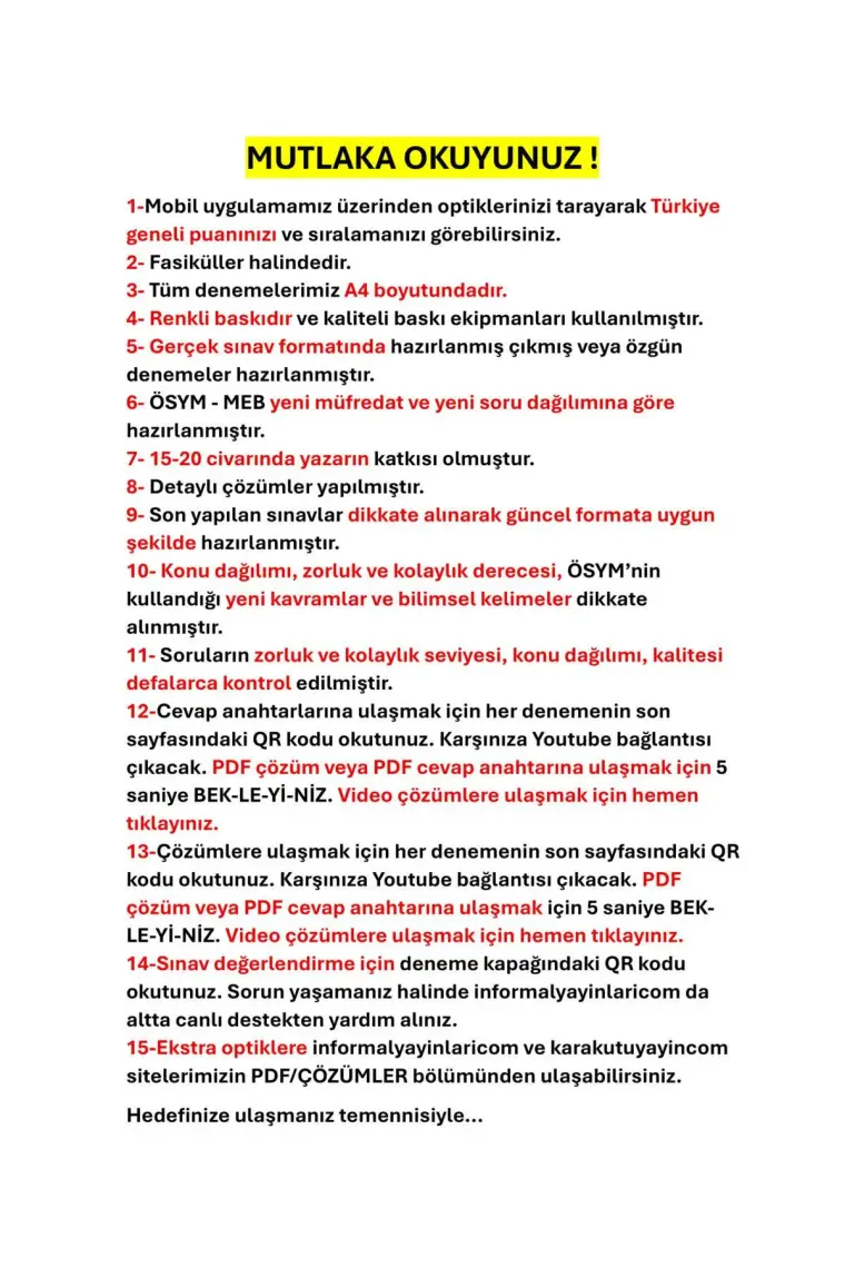 İnformal Yayınları YKS AYT 2022 ÖSYM Tıpkı Basım Çıkmış Soru Türkiye Geneli Dijital Çözümlü Deneme Kitapçığı