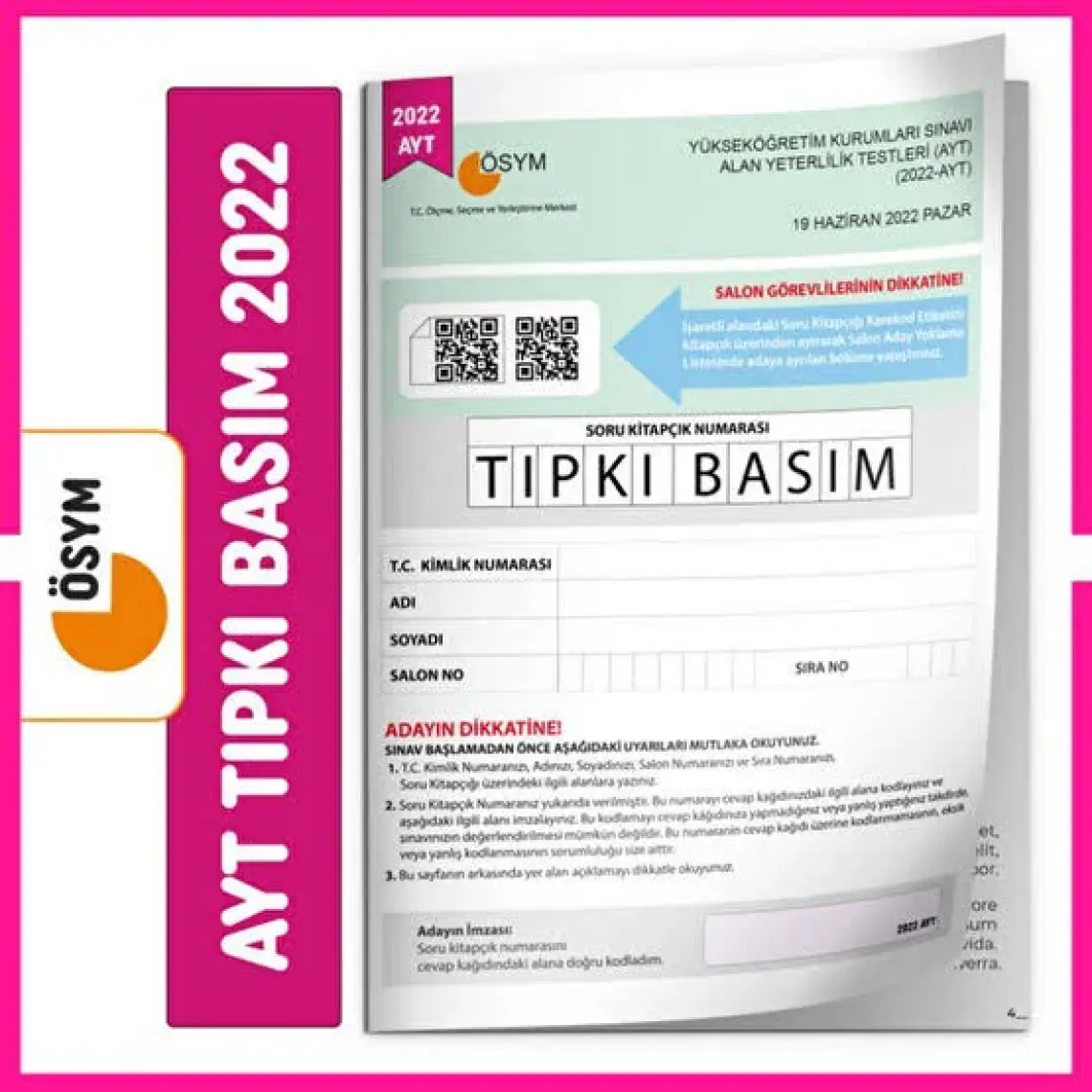 İnformal Yayınları YKS AYT 2022 ÖSYM Tıpkı Basım Çıkmış Soru Türkiye Geneli Dijital Çözümlü Deneme Kitapçığı