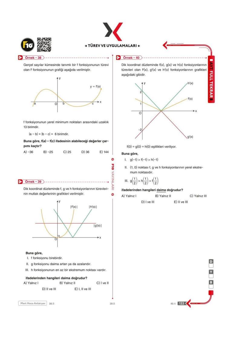 F10 Yayınları Mert Hoca AYT Matematik Full Tekrar Video Ders Kitabı
