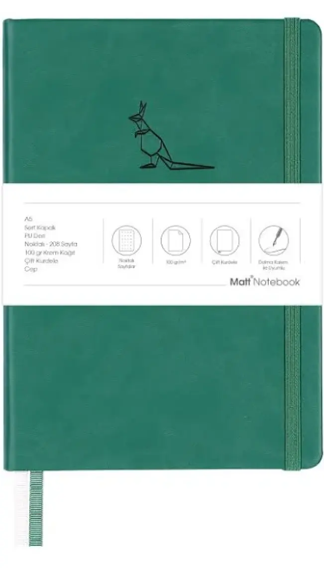 Matt Notebook A5 Defter Noktalı Yeşil