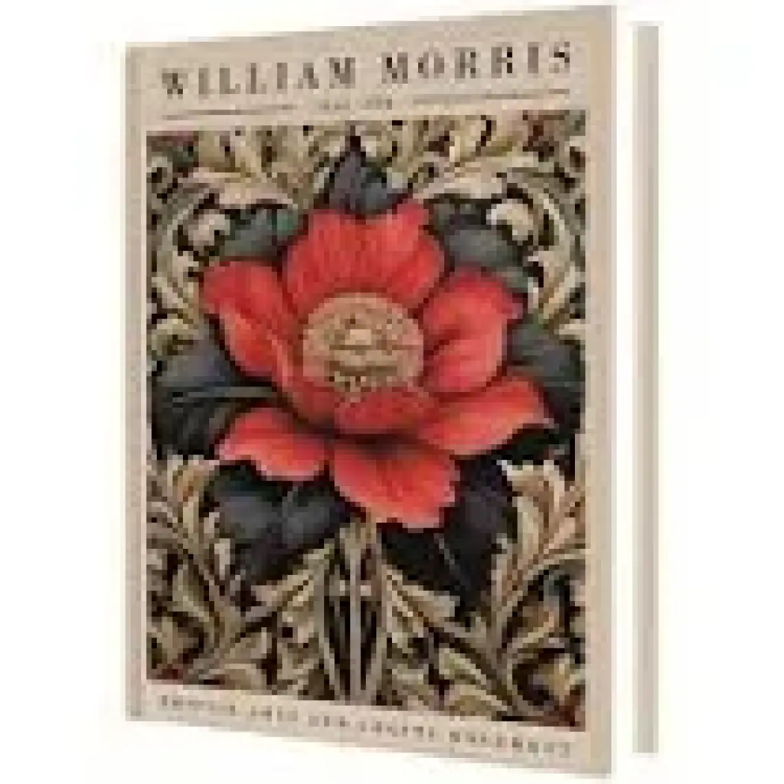 Deffter Wintage Art Red Flower (William Morris) 96 Yaprak Çizgili Sert Kapak Defter