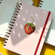 Matt Notebook A5 15X21 cm Spiralli Lastikli Çizgili Tarihsiz Not Defteri Çilek
