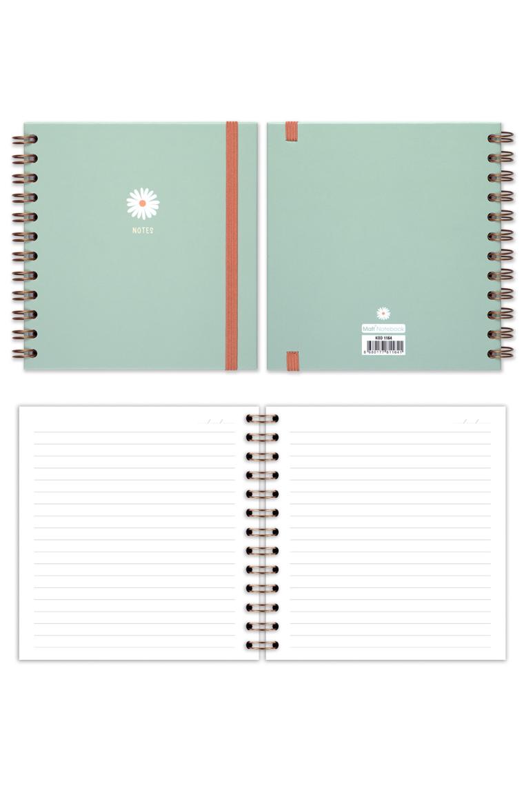 Matt Notebook 15X15 cm Kare 2'li Set Spiralli Çizgili Tarihsiz Not Defteri Papatya