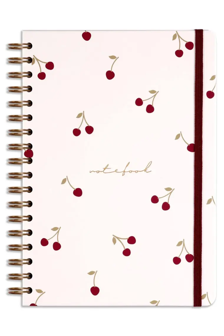 Matt Notebook 17X24 cm Lastikli Spiralli Sert Kapak Not Defteri Noktalı Kiraz