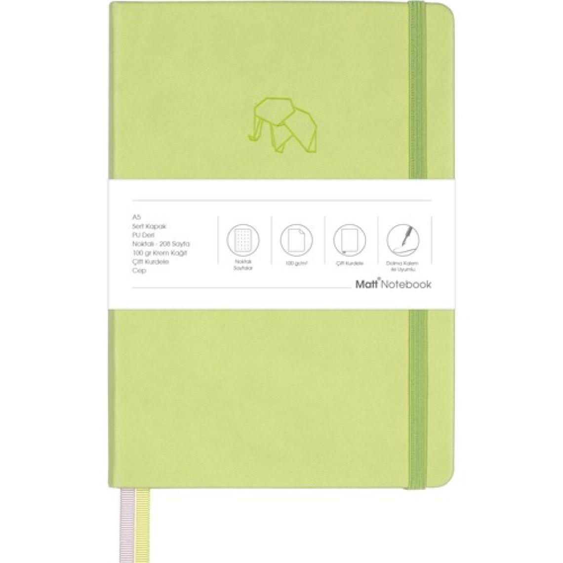 Matt Notebook A5 Defter Noktalı Açık Yeşil