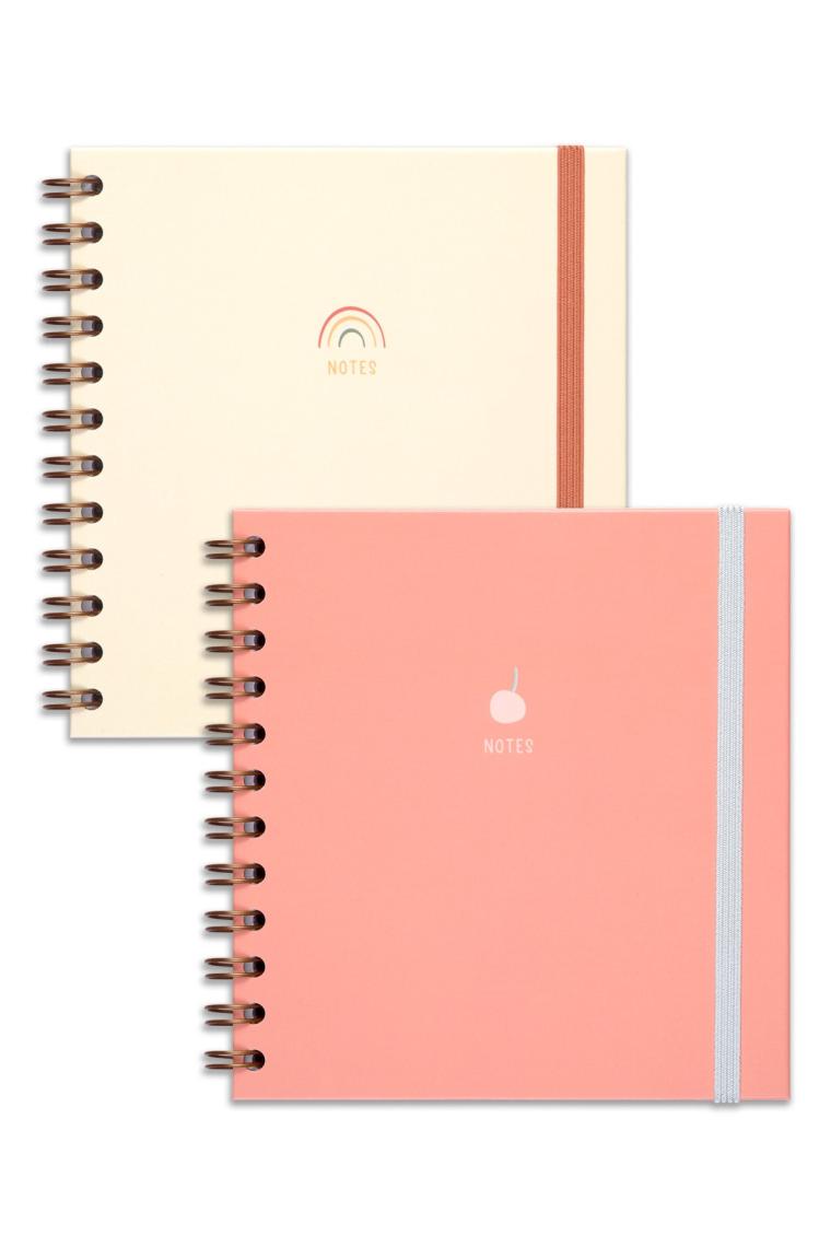 Matt Notebook 15X15 cm Kare 2'li Set Spiralli Çizgili Tarihsiz Not Defteri Gökkuşağı
