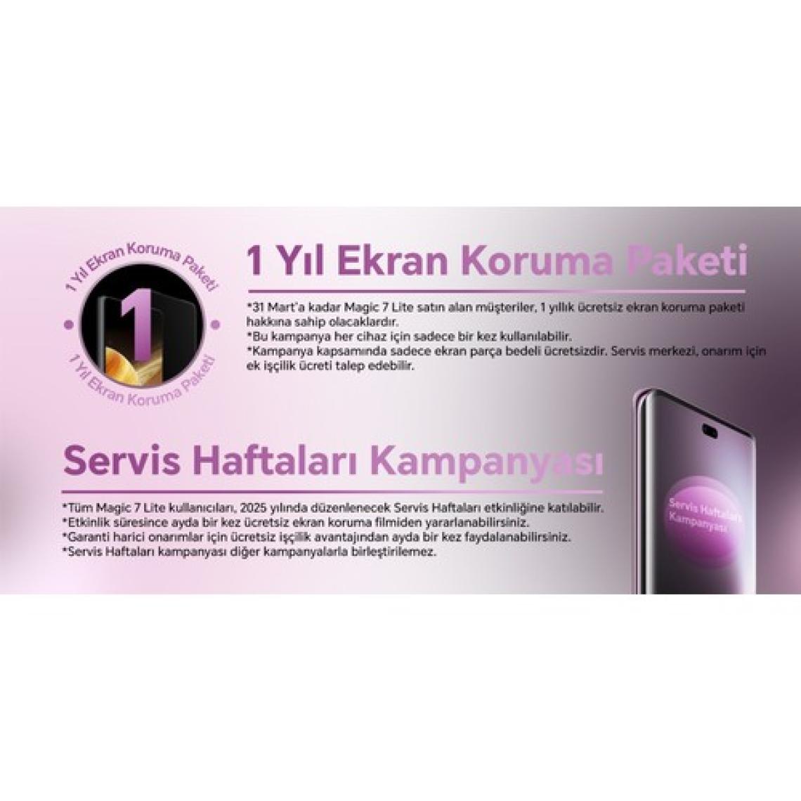 HONOR Magic 7 Lite 256 GB 8 GB Ram (Honor Türkiye Garantili) Mor