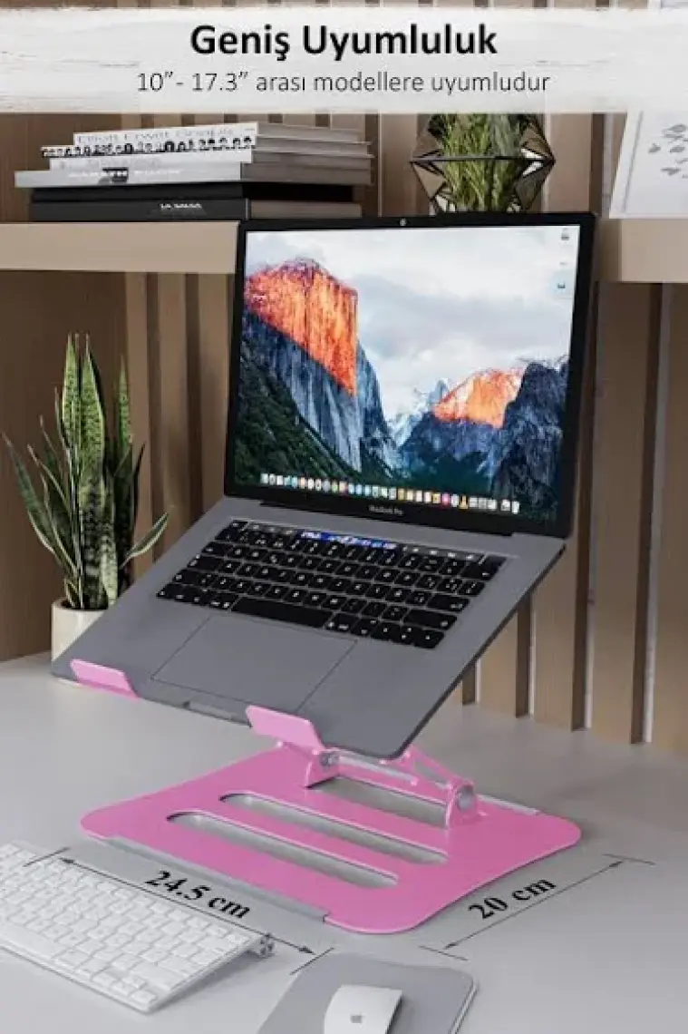 Jön Metal Katlanabilir Telefon Tutuculu Tüm Modellerle Uyumlu Ayarlanabilir Notebook Laptop Standı Yükseltici