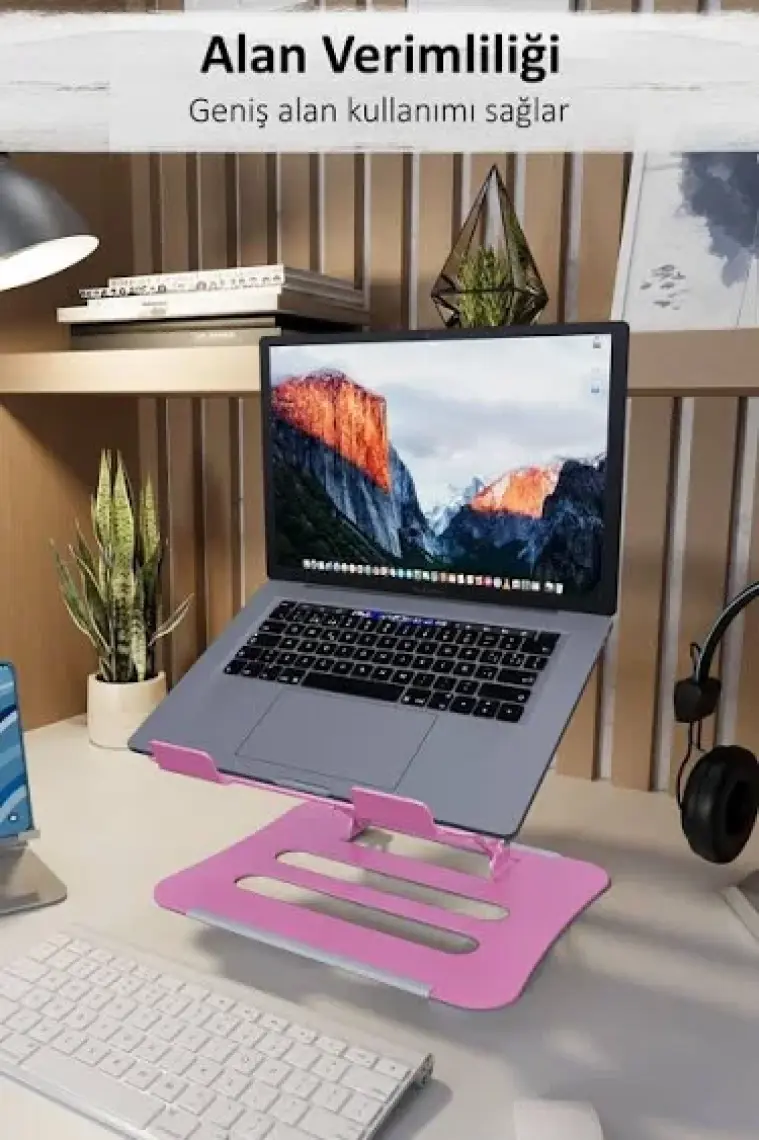 Jön Metal Katlanabilir Telefon Tutuculu Tüm Modellerle Uyumlu Ayarlanabilir Notebook Laptop Standı Yükseltici