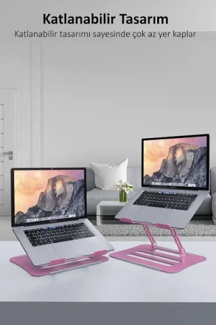 Jön Metal Katlanabilir Telefon Tutuculu Tüm Modellerle Uyumlu Ayarlanabilir Notebook Laptop Standı Yükseltici