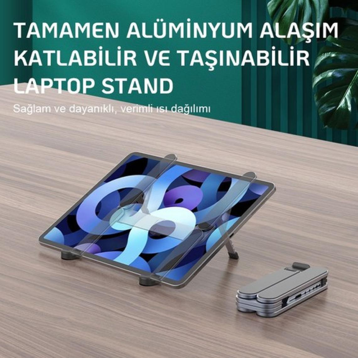Voltix Dizüstü Bilgisayar Standı Yüksekliği Ayarlanabilir Katlanabilir Havalandırmalı Dizüstü Bilgisayar Standı