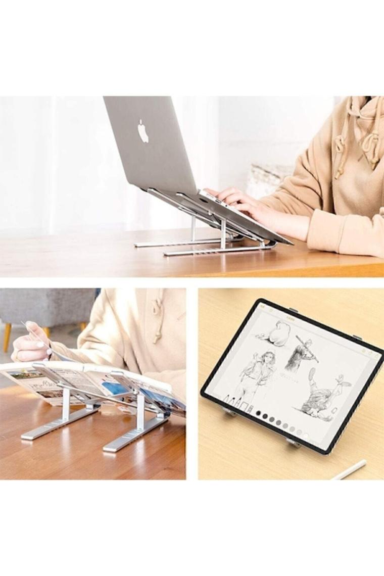 Plastik Beyaz Veya Siyah Renk Katlanabilir Ayarlı Dizüstü Laptop Standı