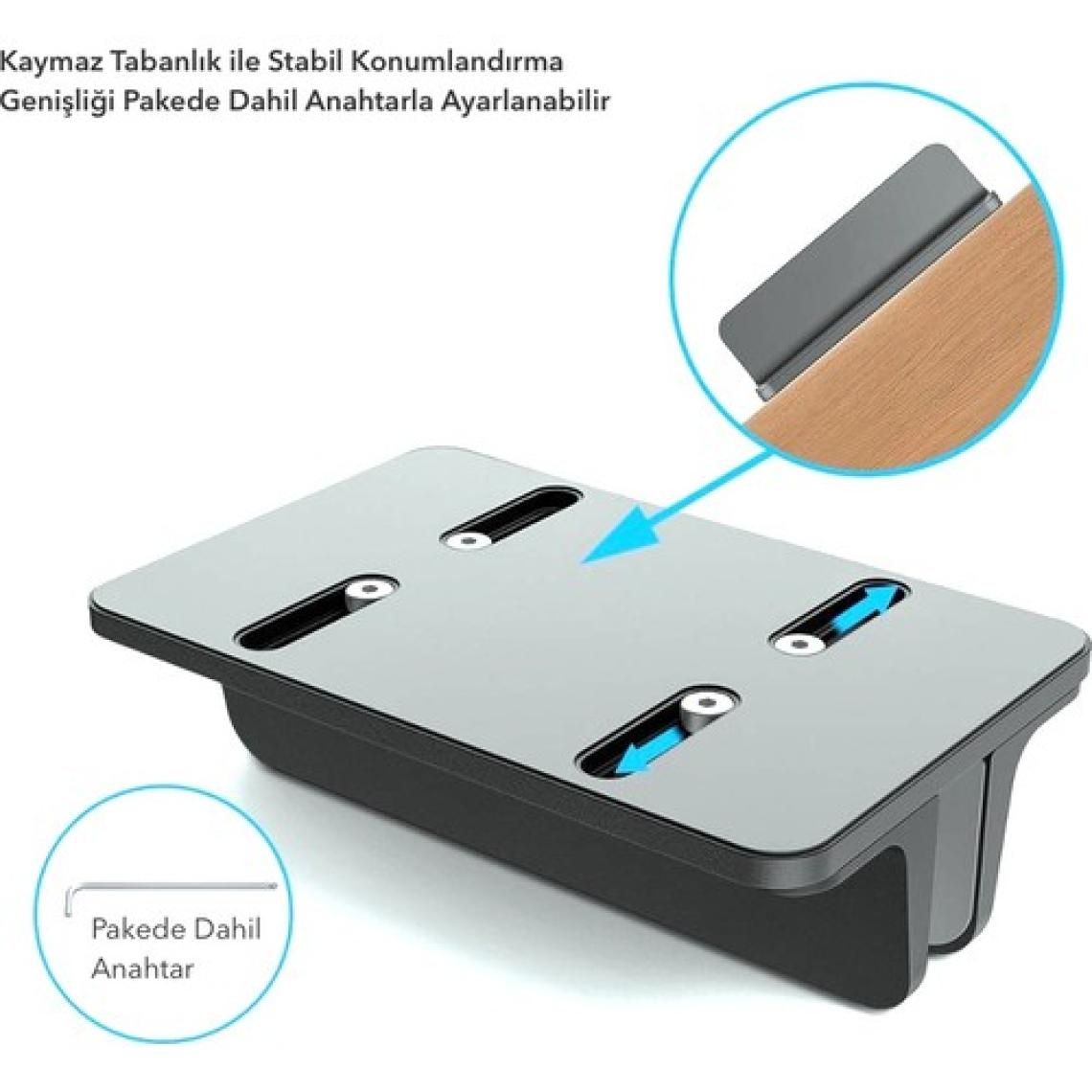 iDock N17 Dikey Genişliği Ayarlı Laptop Macbook Bilgisayar Standı Space Gray