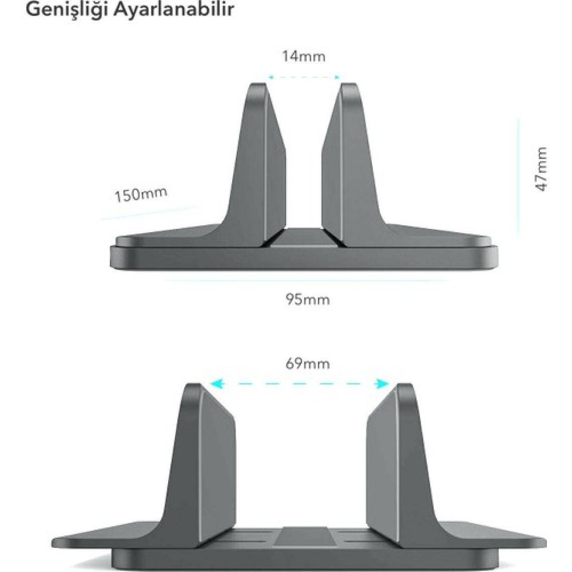 iDock N17 Dikey Genişliği Ayarlı Laptop Macbook Bilgisayar Standı Space Gray