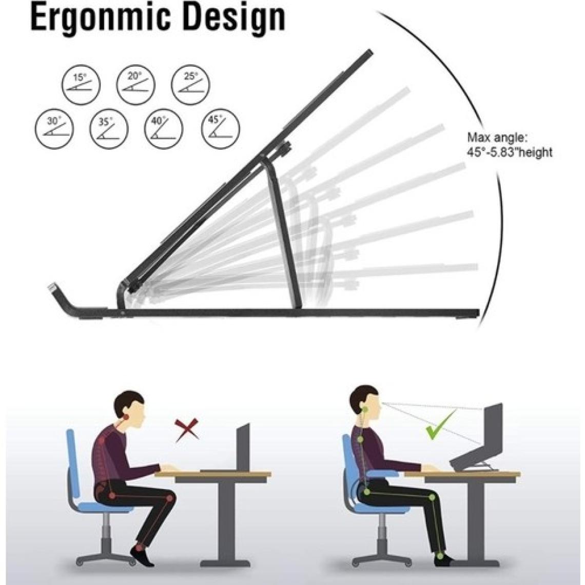 Lisinya 7 Kademeli Ayarlı Katlanabilir Laptop Tablet Standı Siyah