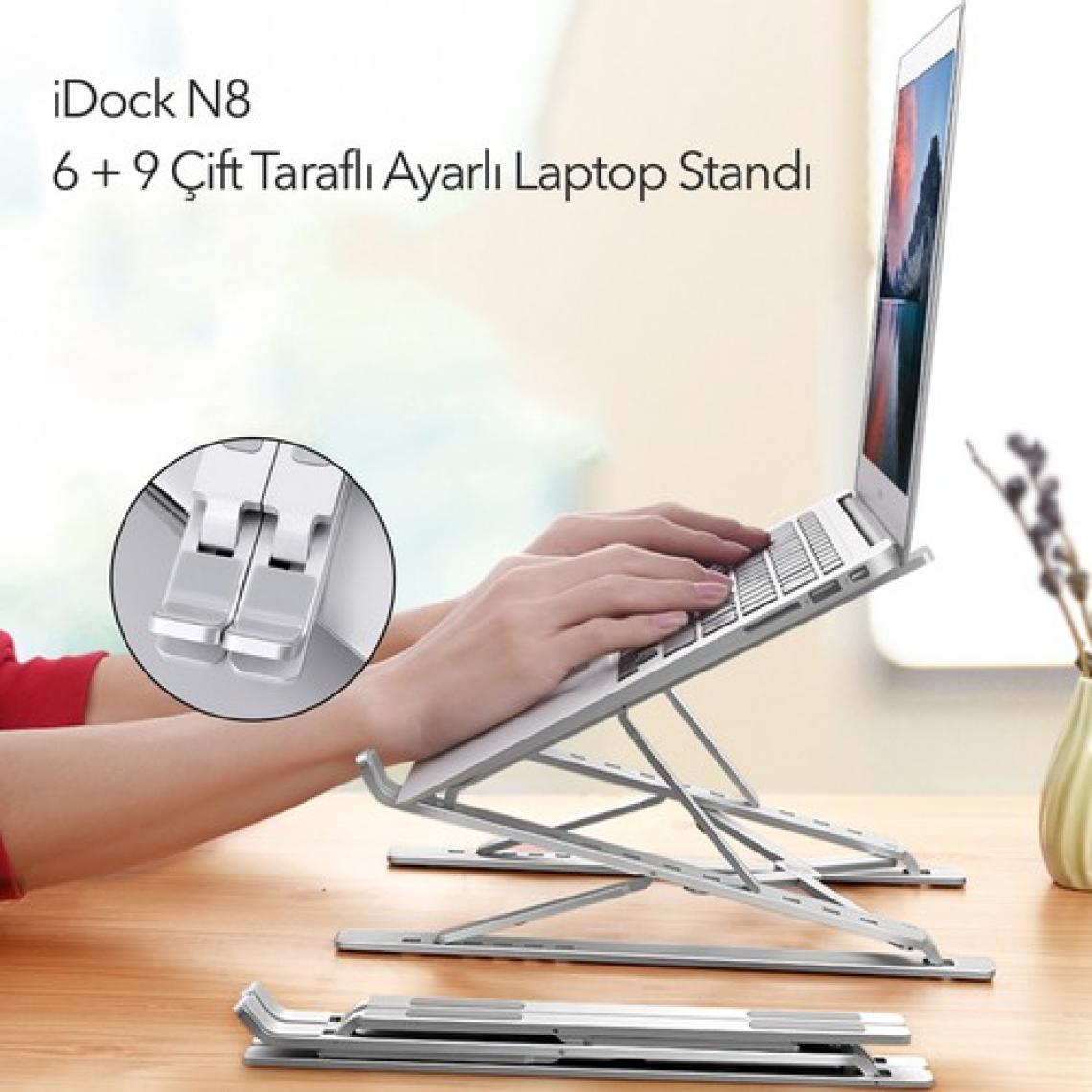 iDock N8 Çift Taraflı Ayarlı Katlanabilir Alüminyum Laptop Standı