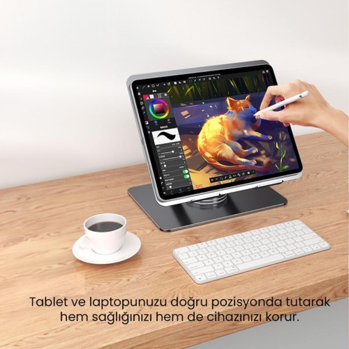 Upway 360 Derece Dönebilen Yükseklik Ayarlı Studio Style Alüminyum Laptop ve Tablet Standı