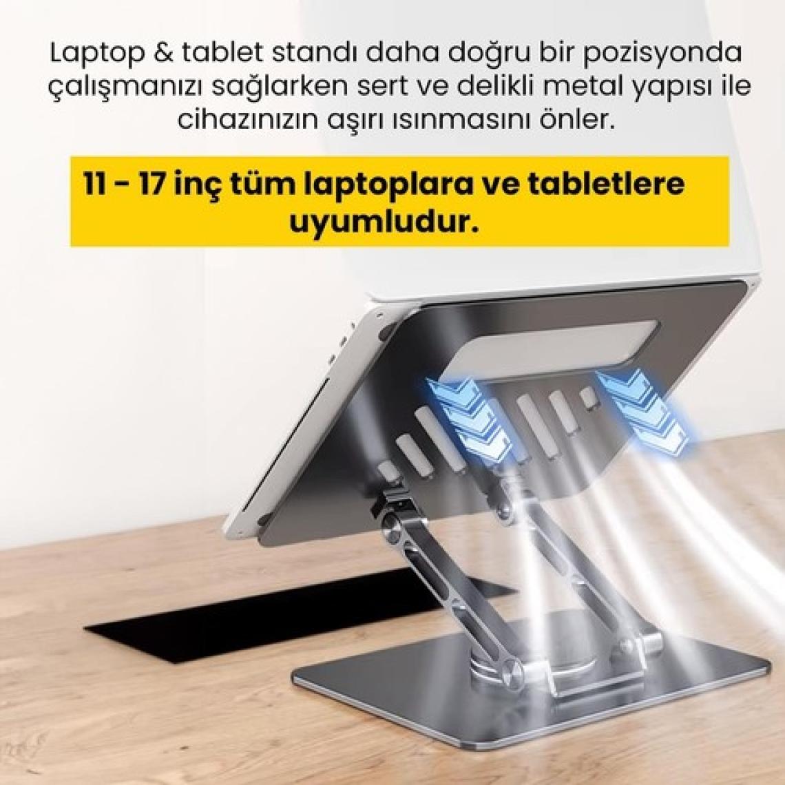 Upway 360 Derece Dönebilen Yükseklik Ayarlı Studio Style Alüminyum Laptop ve Tablet Standı