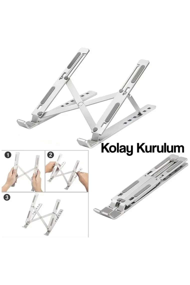 Torima Jx-18 Laptop Stand MacBook Notebook Katlanabilir Taşınabilir Metal Standı Gümüş