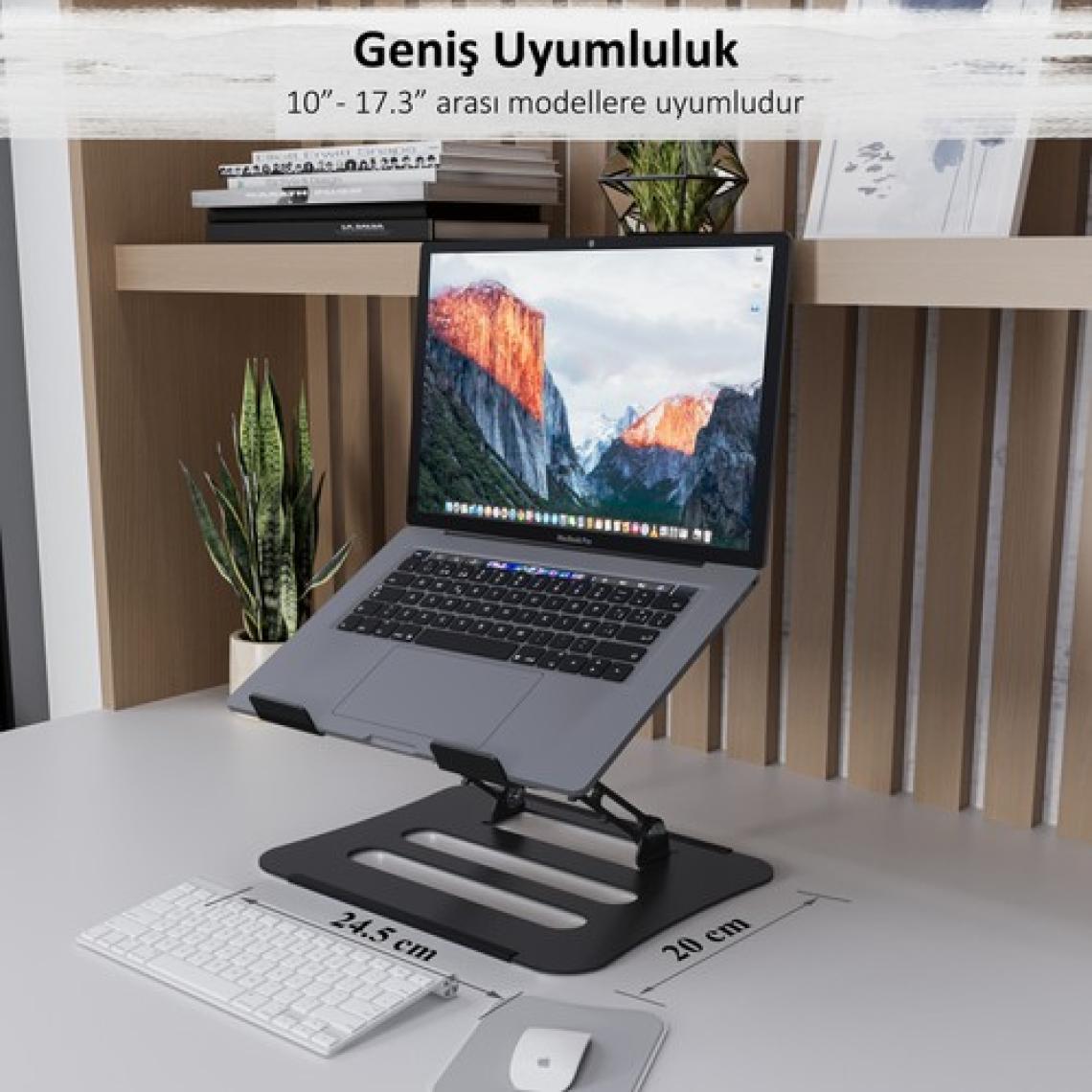Jön Metal Katlanabilir Telefon Tutuculu Tüm Modellerle Uyumlu Ayarlanabilir Notebook Laptop Standı Yükseltici