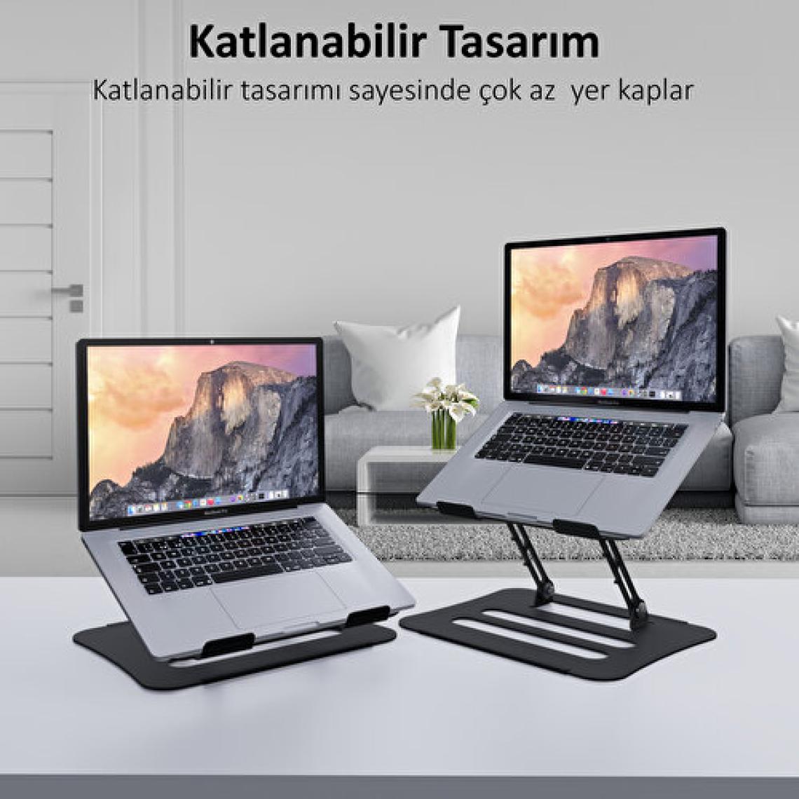 Jön Metal Katlanabilir Telefon Tutuculu Tüm Modellerle Uyumlu Ayarlanabilir Notebook Laptop Standı Yükseltici