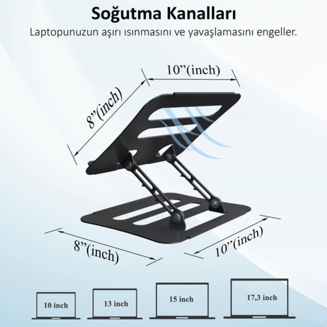 Jön Metal Katlanabilir Telefon Tutuculu Tüm Modellerle Uyumlu Ayarlanabilir Notebook Laptop Standı Yükseltici