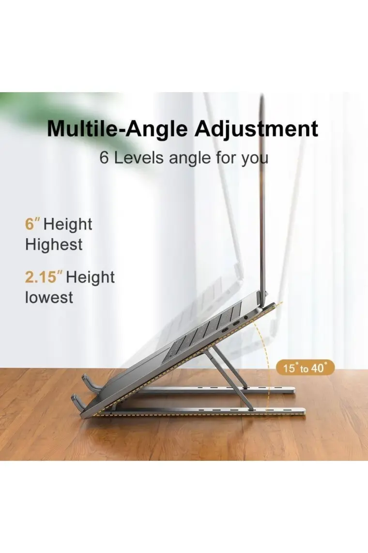 Torima Jx-18 Laptop Stand MacBook Notebook Katlanabilir Taşınabilir Metal Standı Siyah