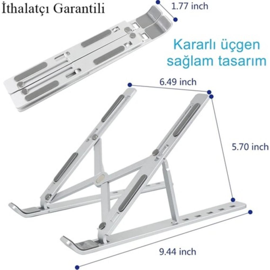 Qasul Laptop ve Tablet Stand Ayaklık Standı Alüminyum Katlanabilir Ergonomik Ayarlanabilir Tutucu