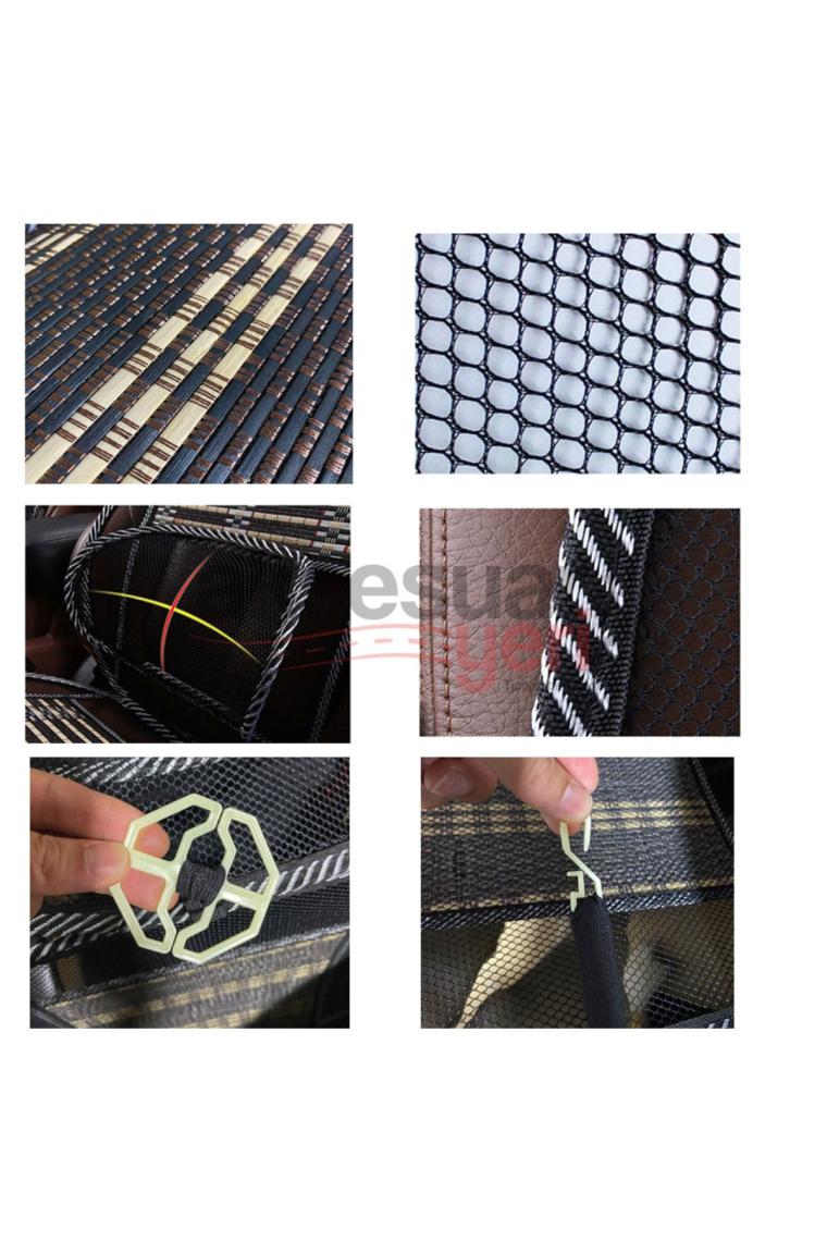 Ahşap Bambu Fileli Bel Destekli Terletmez Koltuk Minderi Tekli