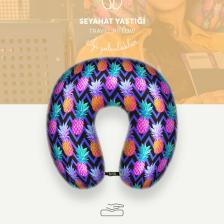 Pafu Ortopedik Seyahat Boyun Yastığı Visco Rahat Uyku Yastığı - Ananas Desenli