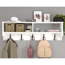 Portmanto Duvar Askılığı Elbise Askılığı Raflı Duvar Askılığı Beyaz 120 Cm