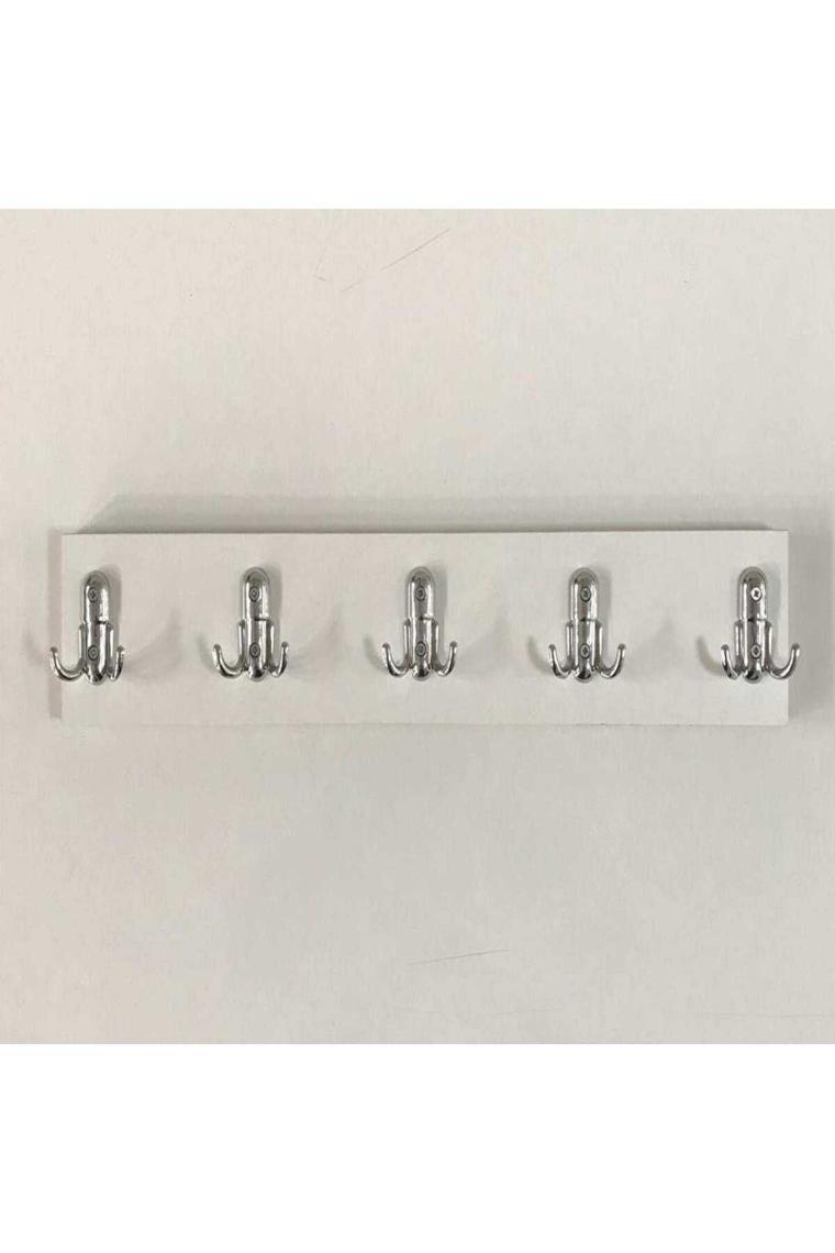 Kardelen Ahşap 10'lu Duvar Askısı 10x50 Cm Beyaz