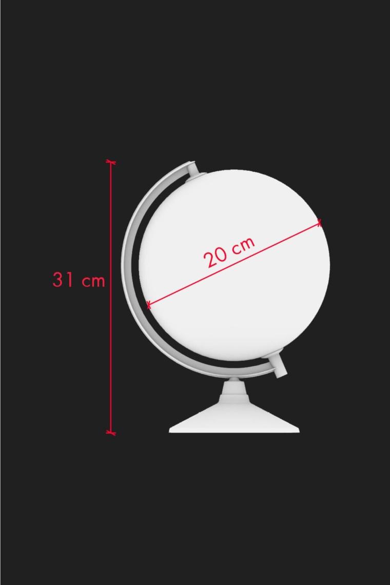 Işıklı Fiziki Dünya Küresi 20cm (Fiz+siy)