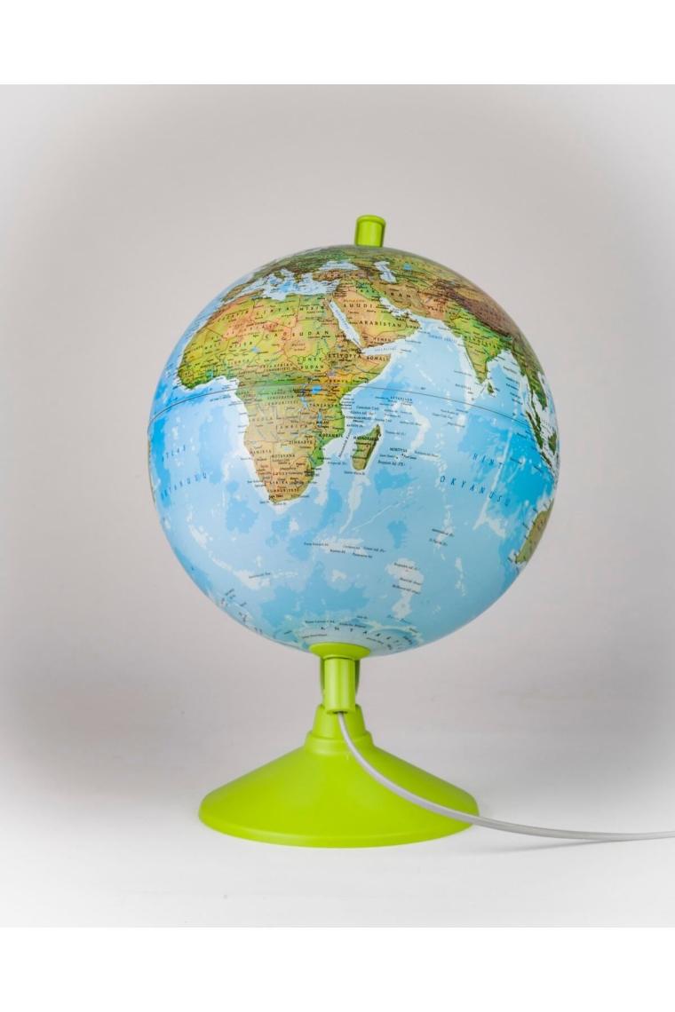 Işıklı Fiziki Dünya Küresi 20cm (Fiz+siy)