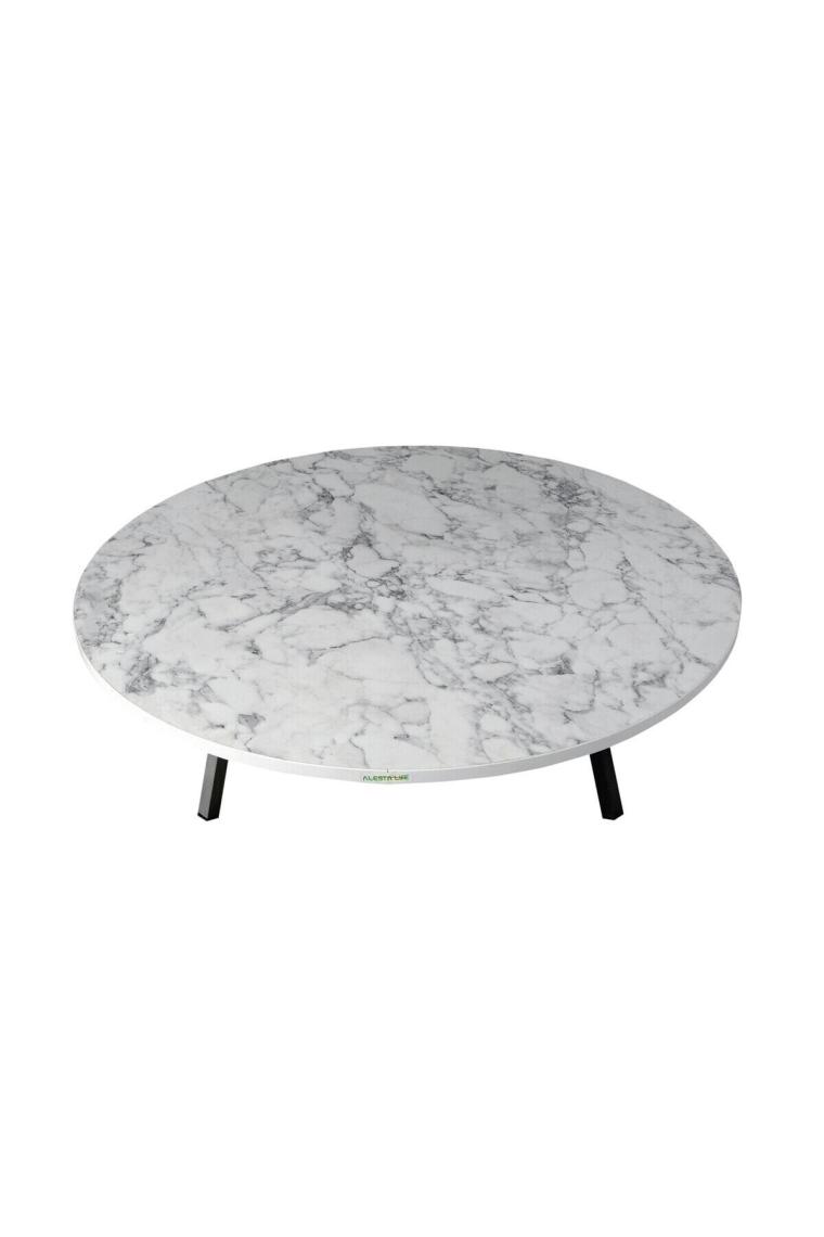 Katlanabilir Metal Ayaklı Mermer Desenli Yer Sofrası 100 cm