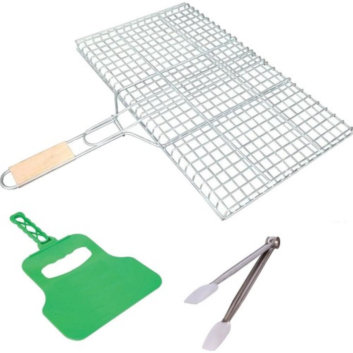 Ahşap Saplı Mangal Teli 25 Cm*40 cm + Mangal Maşası + Yelpaze